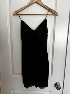 Topshop Black Velvet Mini Dress